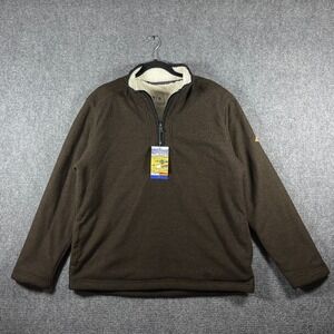 Orvis 1/4 Zip Sherpa Lined Pullover Sweatshirt Dark Brown Mens Size Large #2260